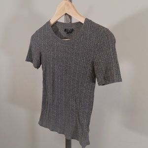 Topshop Ribbed Grey Tshirt